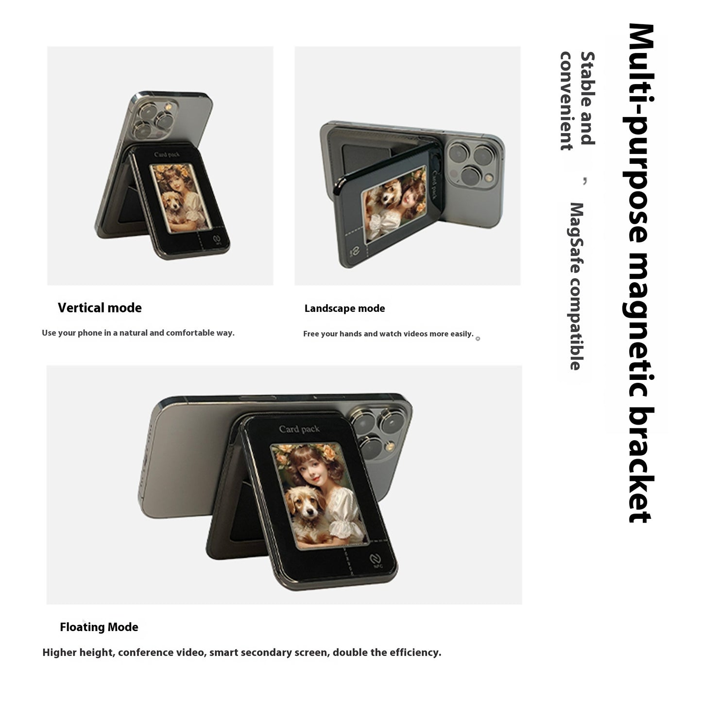 Pasjes in de magnetische kaarthouder met E-Ink scherm
