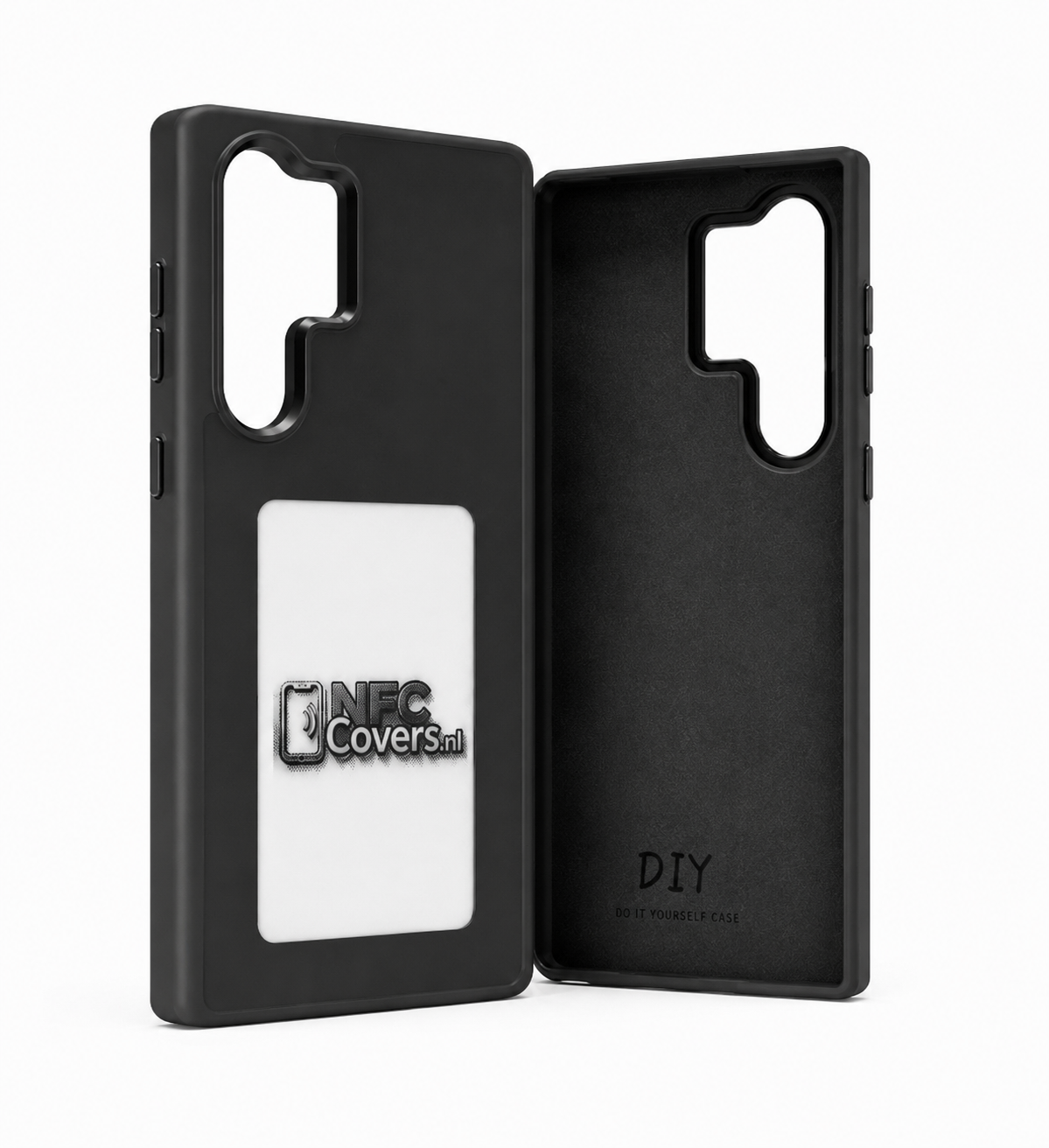 NFC E-Ink telefoonhoesje voor Samsung Galaxy in zwart, voor- en binnenkant
